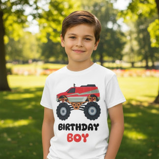 Red Monster Truck Birthday Boy T-Shirt