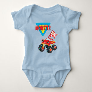 Red Monster Truck Boy Baby Bodysuit