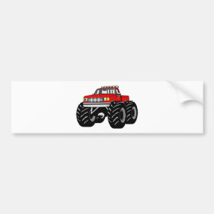 RED MONSTER TRUCK BUMPER STICKER