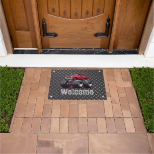 Red monster truck doormat