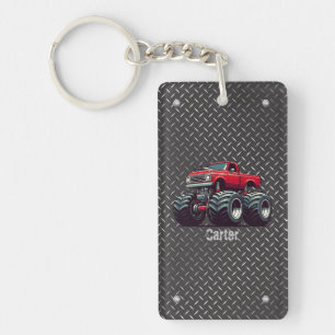 Red monster truck key ring