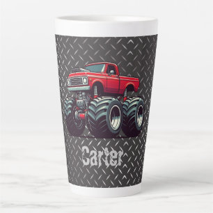 Red monster truck  latte mug