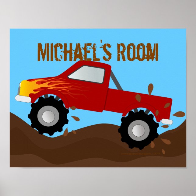 Red Monster Truck Personalised Poster (Front)