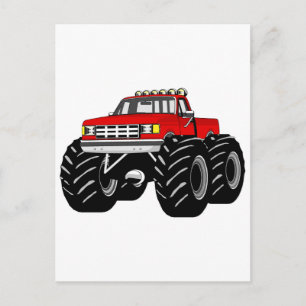 RED MONSTER TRUCK POSTCARD