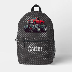 Red monster truck printed backpack