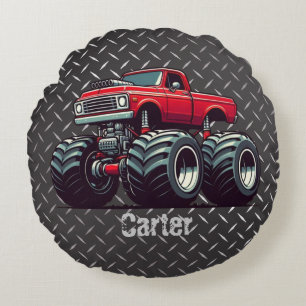 Red monster truck  round cushion