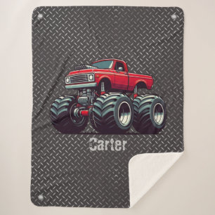 Red monster truck  sherpa blanket