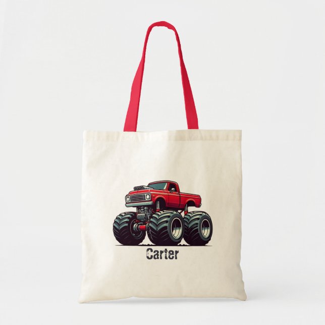 Red monster truck  tote bag (Front)