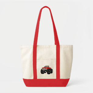 RED MONSTER TRUCK TOTE BAG