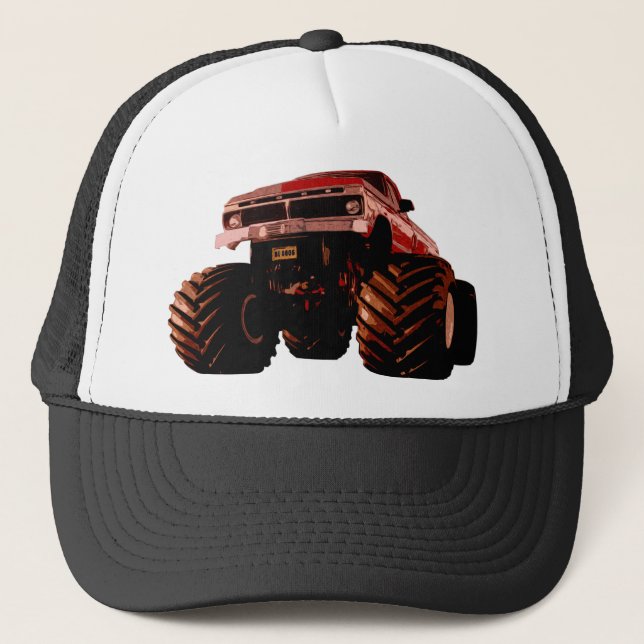 Red Monster Truck Trucker Hat (Front)