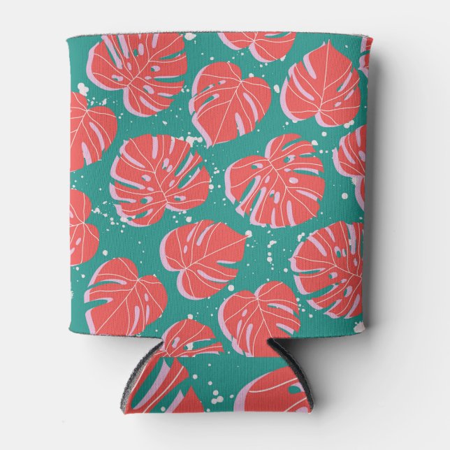 Red monstera: green tropical pattern can cooler (Front)