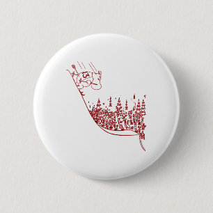 Red Moomintroll Skiing Down Slope Winter Sports Ga 6 Cm Round Badge