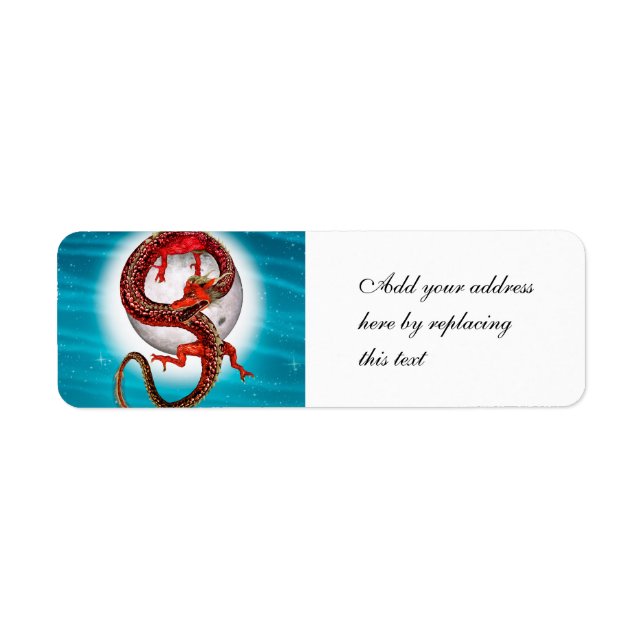 Red Moon Dragon Celestial Fantasy Art (Front)