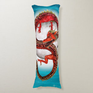 Red Moon Dragon Celestial Fantasy Art Body Cushion