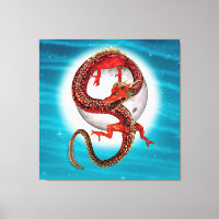 Red Moon Dragon Celestial Fantasy Art