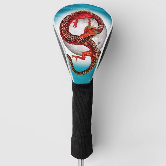 Red Moon Dragon Celestial Fantasy Art Golf Head Cover (Front)