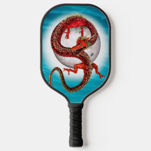 Red Moon Dragon Celestial Fantasy Art Pickleball Paddle