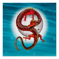 Red Moon Dragon Celestial Fantasy Art