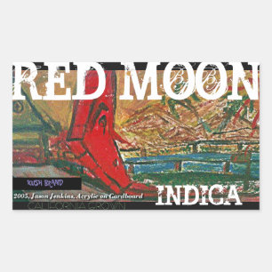 RED MOON INDICA RECTANGULAR STICKER