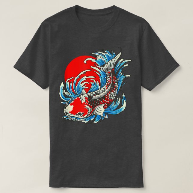 Red Moon Japanese Koi Fish  T-Shirt (Design Front)