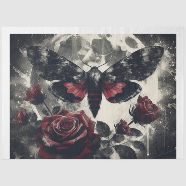 Red Moon Moth Tissue Paper (Front)
