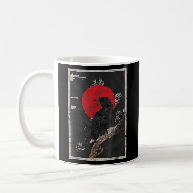 Red Moon Raven Black Crow Coffee Mug (Left)