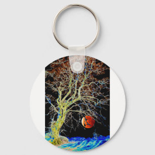 Red Moon Rising Key Ring