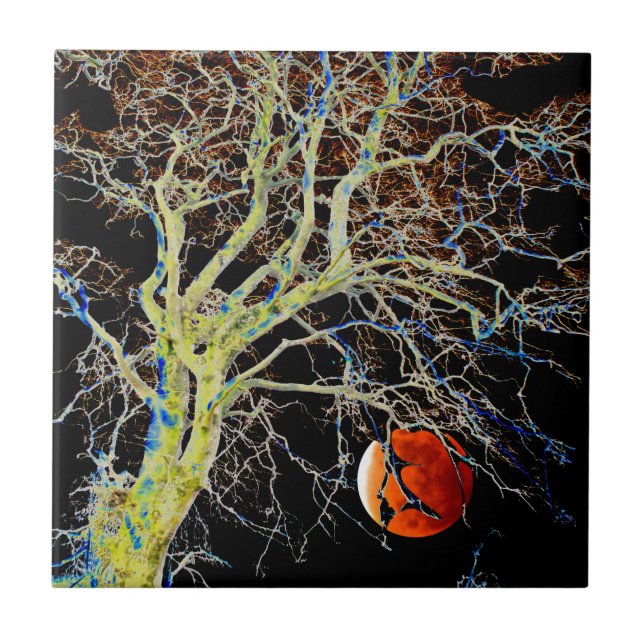 Red Moon Rising Tile (Front)