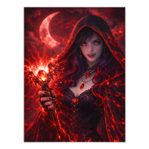 Red Moon Sorceress – Dark Fantasy Poster