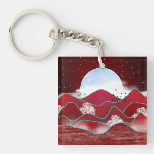 Red Moonrise Key Ring (Front)