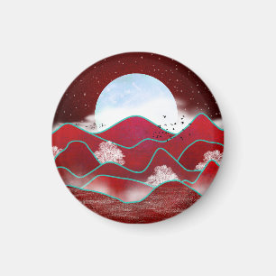 Red Moonrise Magnet