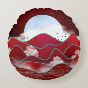 Red Moonrise Throw Pillow