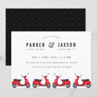 Red Moped Scooter Theme Joint Birthday