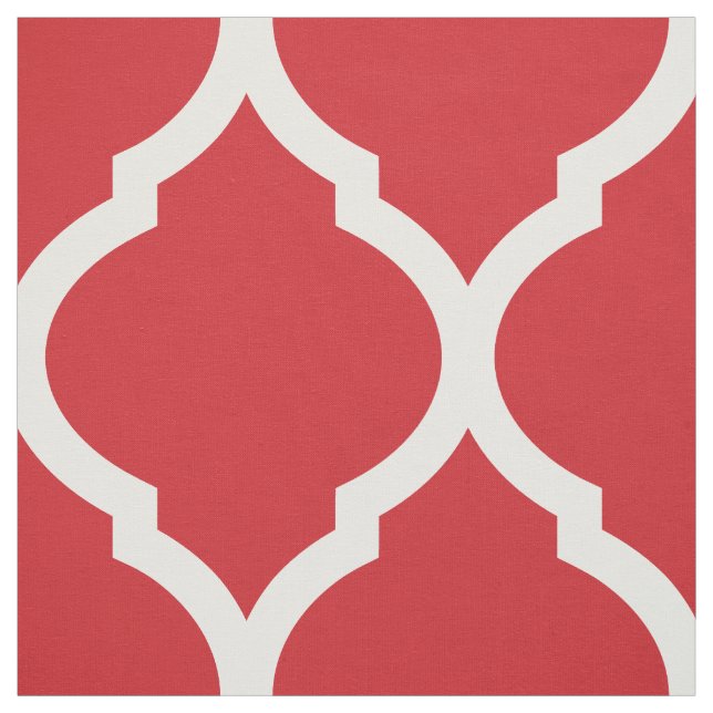 Red Moroccan Quatrefoil Large Scale Fabric (Swatch)