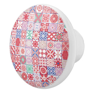 Red Moroccan tile Ceramic Knob