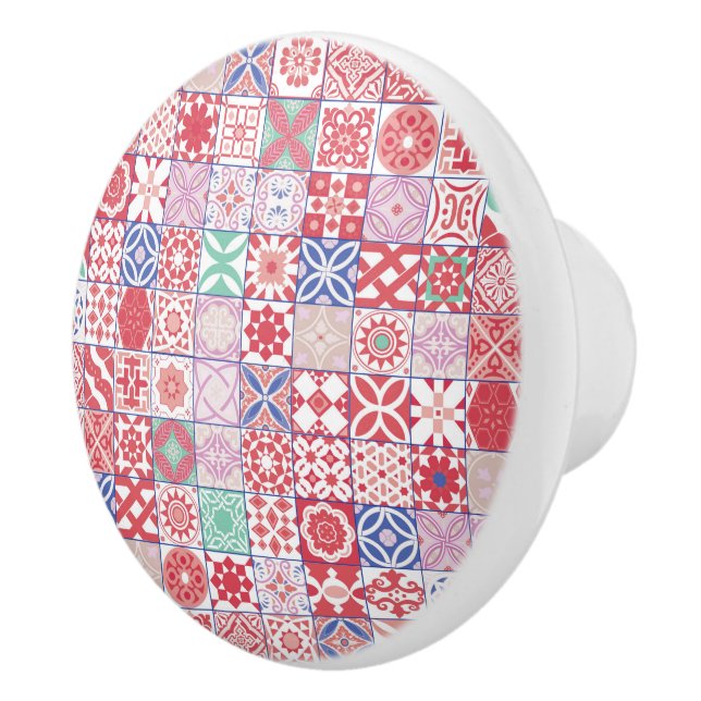 Red Moroccan tile Ceramic Knob (Right)