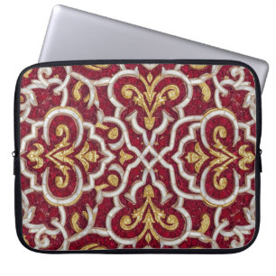 red mosaic laptop sleeve