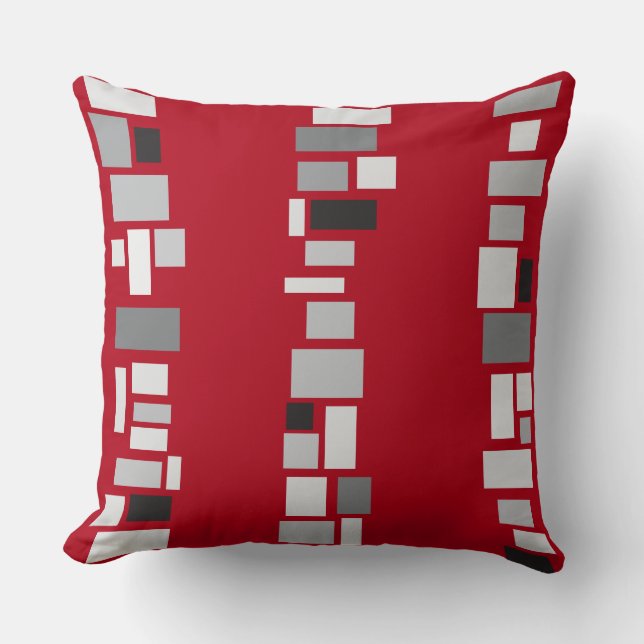 Red MOSIAC TILES DESIGN Retro Throw Pillow (Front)