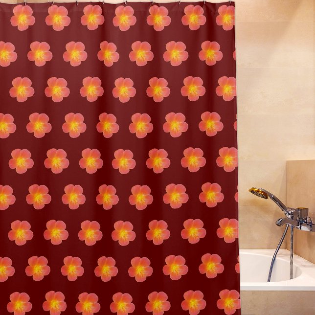 Red Moss Rose Flower Seamless Pattern on Shower Curtain (Red Moss Rose flower seamless pattern on shower curtain)