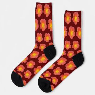 Red Moss Rose Flower Seamless Pattern on Socks