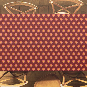 Red Moss Rose Flower Seamless Pattern on Tablecloth