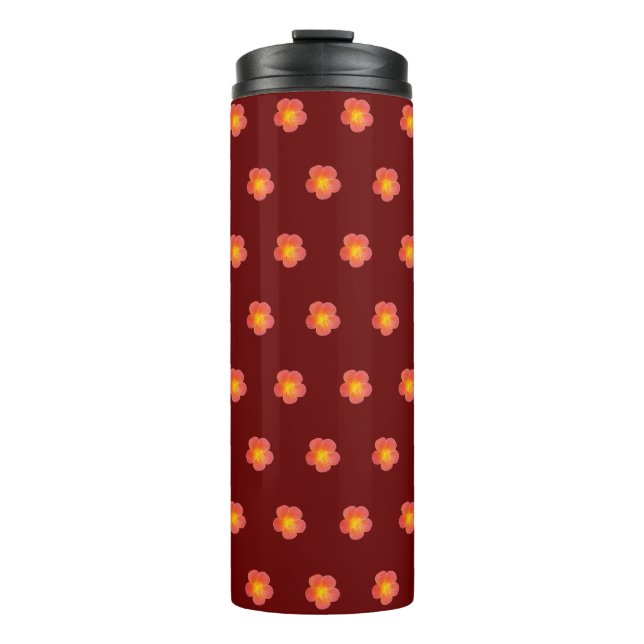 Red Moss Rose Flower Seamless Pattern on Thermal Tumbler (Front)