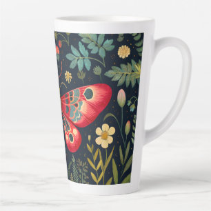 Red Moth In The Night Garden Latte Mug