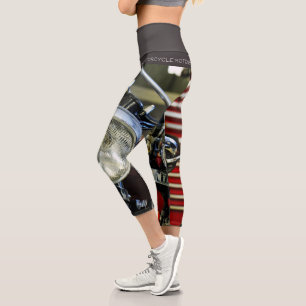 Red Motorbike Motorcycle Bike Garage Capri Leggings