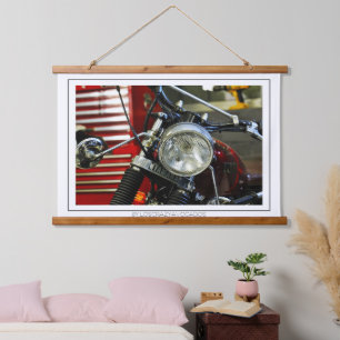 Red Motorbike Motorcycle Bike Garage Hanging Tapestry