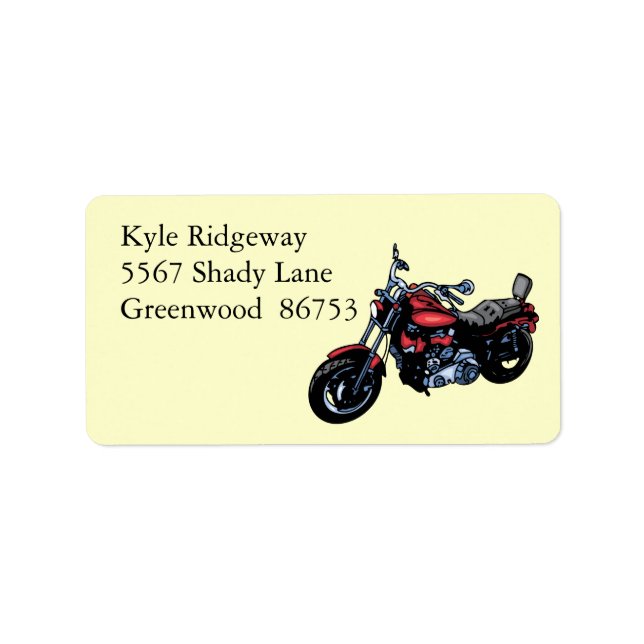 Red Motorcycle Address Label (Front)