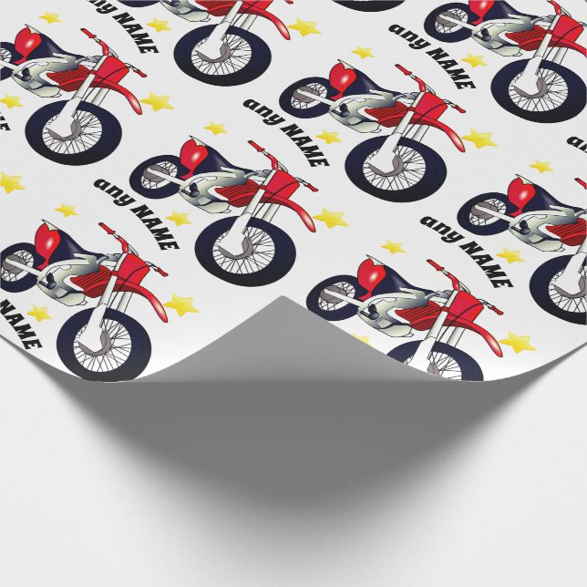 Red Motorcycle and Custom Message Wrapping Paper (Corner)