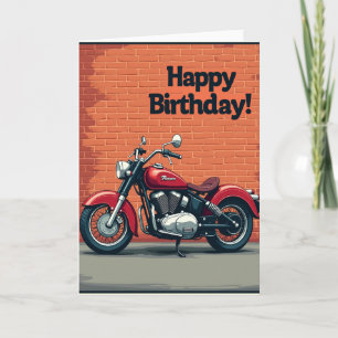 Red Motorcycle Birthday Card