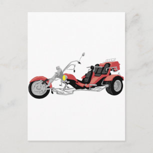 red motorcycle trike postcard