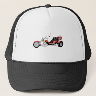 red motorcycle trike trucker hat